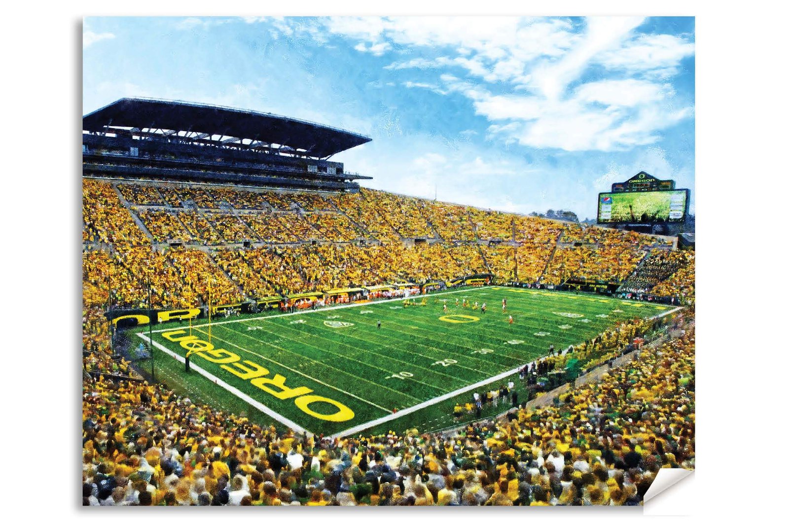 Oregon Ducks artwork football team pic poster field Autzen Stadium painting print College NCAA OrgnDck2MC1 31