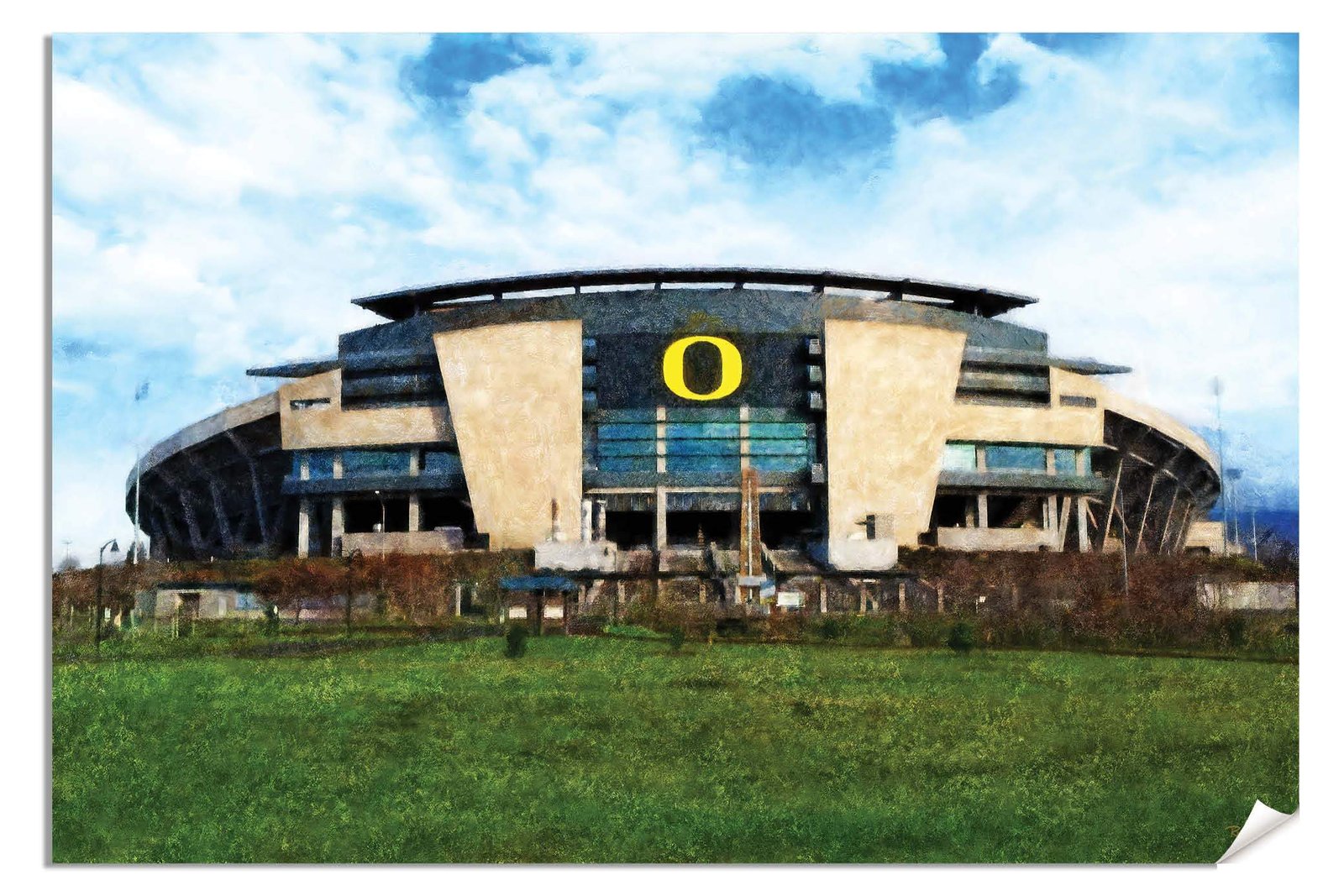 Oregon Ducks poster painting print pic field football team College NCAA Autzen Stadium artwork OrgnDck1MC1