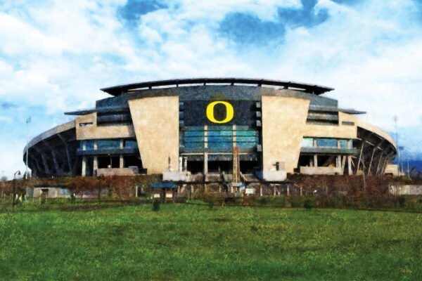 Oregon Ducks poster painting print pic field football team College NCAA Autzen Stadium artwork OrgnDck1MC1 1