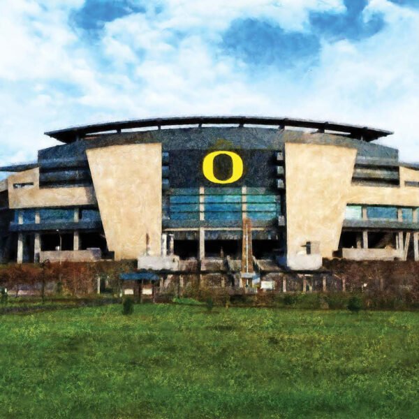 Oregon Ducks poster painting print pic field football team College NCAA Autzen Stadium artwork OrgnDck1MC1 1