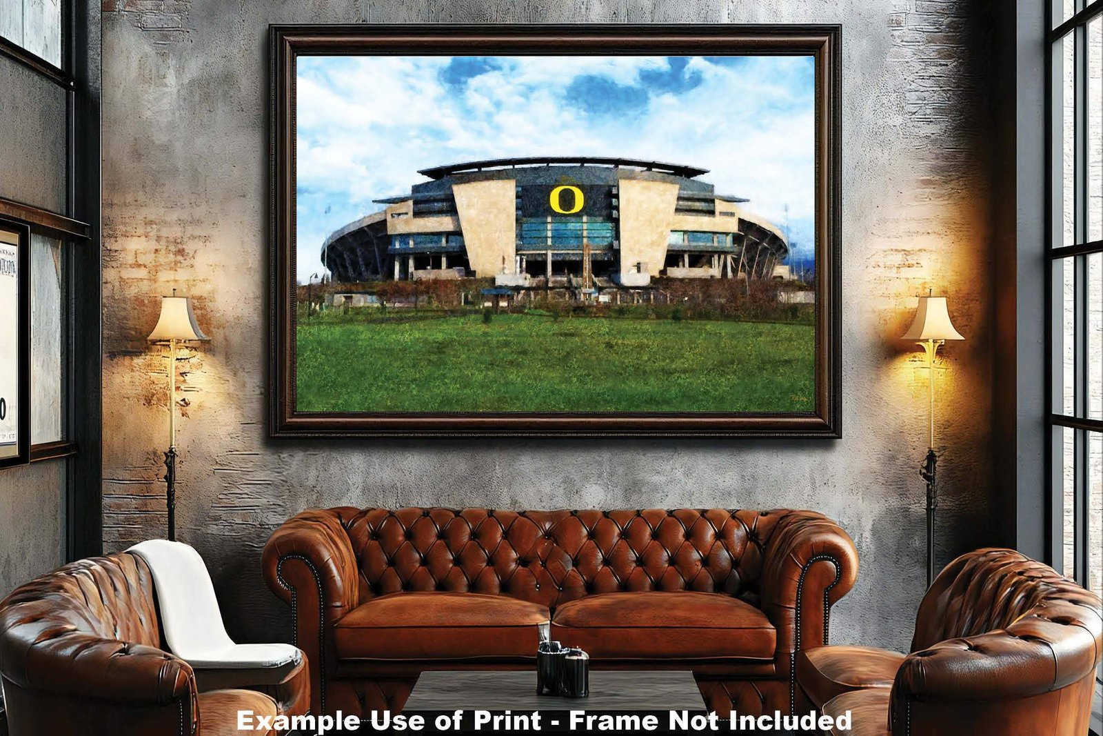 Oregon Ducks poster painting print pic field football team College NCAA Autzen Stadium artwork OrgnDck1MC1 5