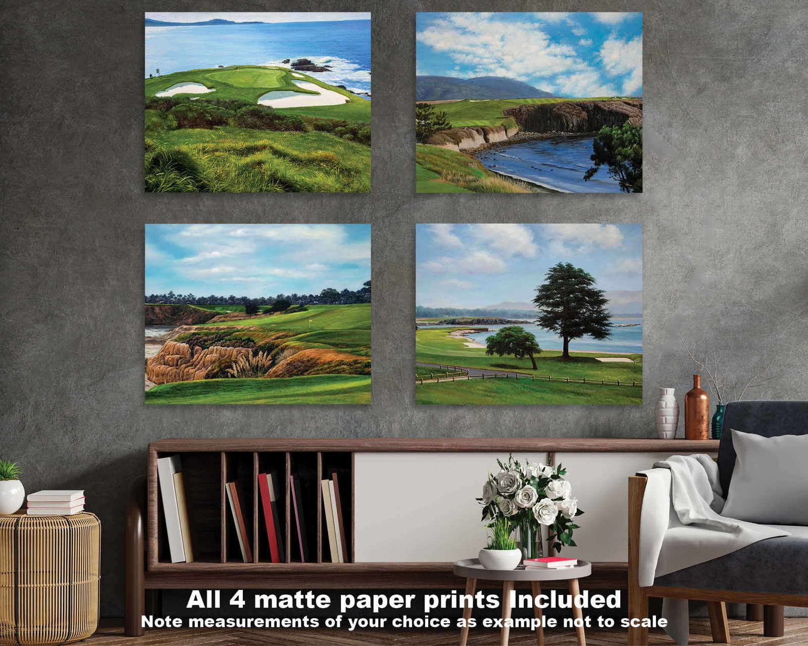 Pebble Beach Golf Links ATT Pro Am Pebblebeach wall art canvas prints Pebblebeach wall decor California Course art on wall PblBch2RiOil4c 17