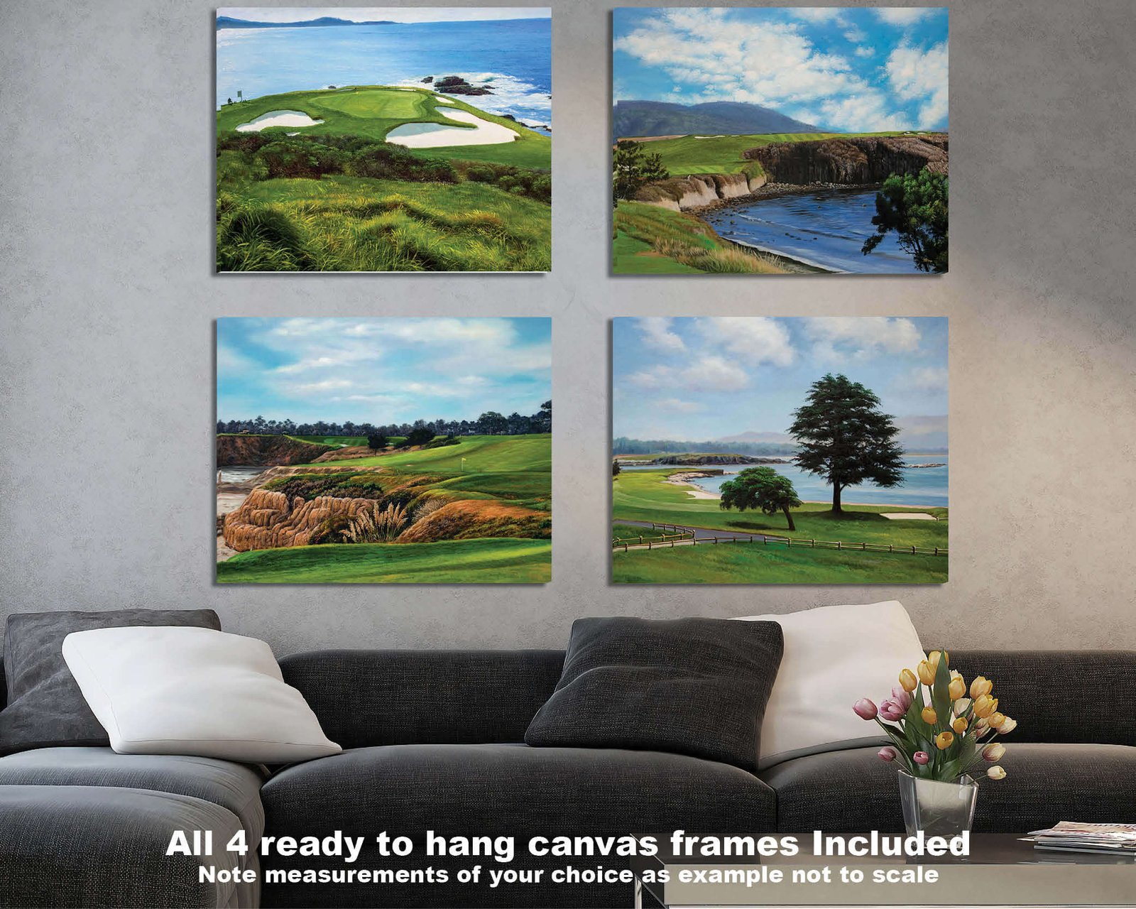 Pebble Beach Golf Links ATT Pro Am Pebblebeach wall art canvas prints Pebblebeach wall decor California Course art on wall PblBch2RiOil4c 2