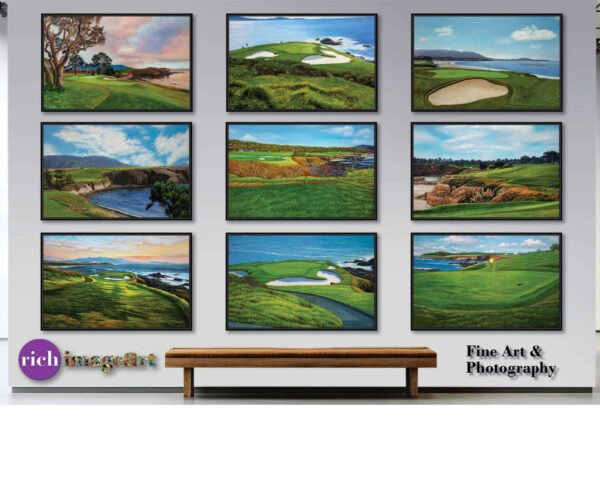 Pebble Beach Golf Links ATT Pro Am Pebblebeach wall art canvas prints Pebblebeach wall decor California Course art on wall PblBch2RiOil4c 23