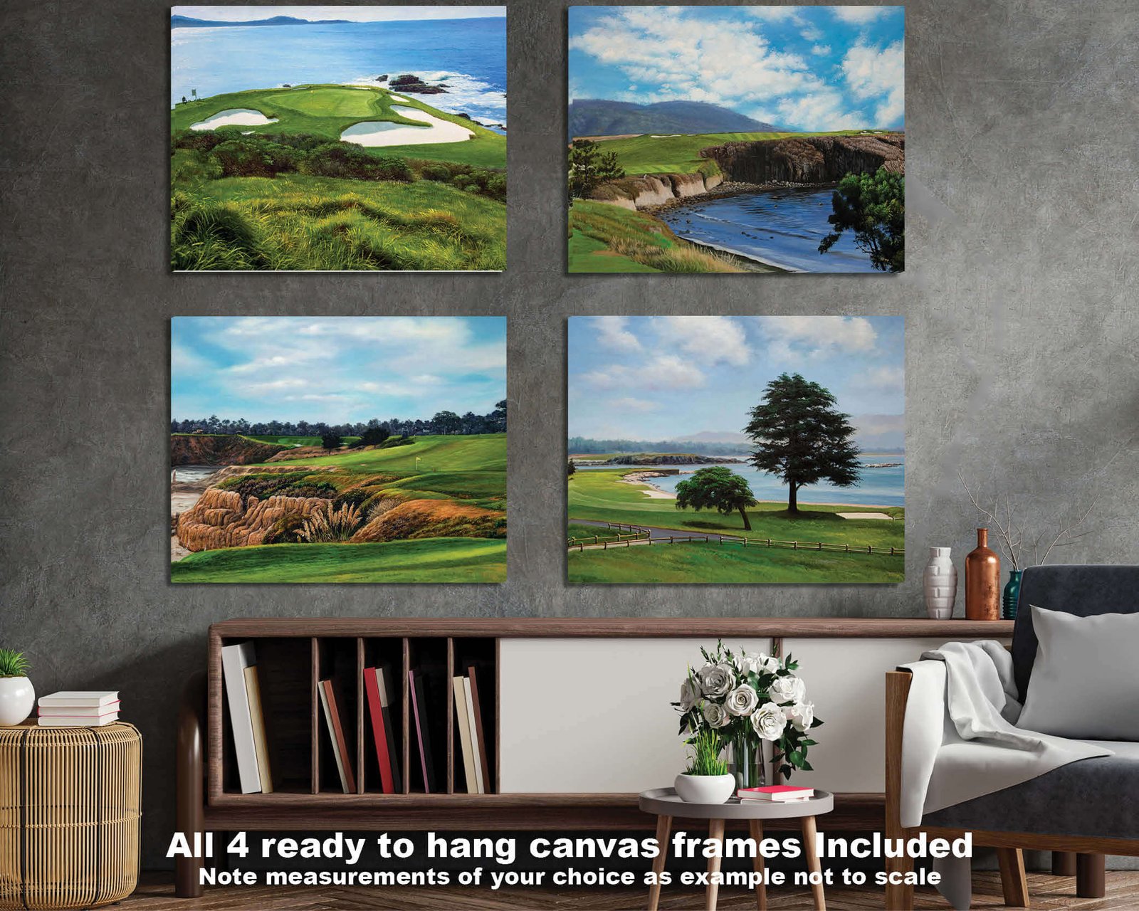Pebble Beach Golf Links ATT Pro Am Pebblebeach wall art canvas prints Pebblebeach wall decor California Course art on wall PblBch2RiOil4c 3