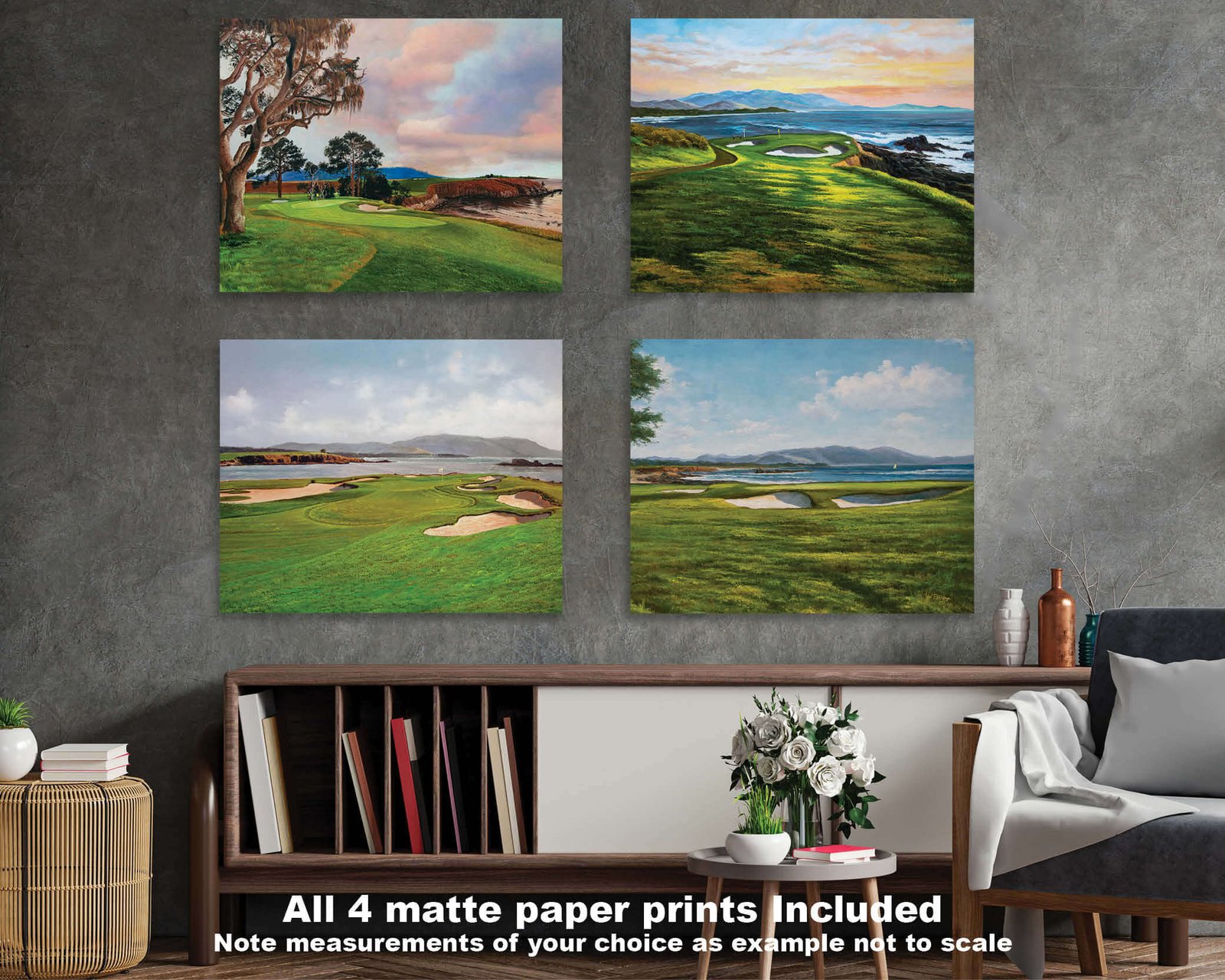 Pebble Beach Golf Links PGA Golf wall art art on wall ATT Pro Am canvas prints wall decor Pebblebeach California Course PblBch1RiOil4c 17