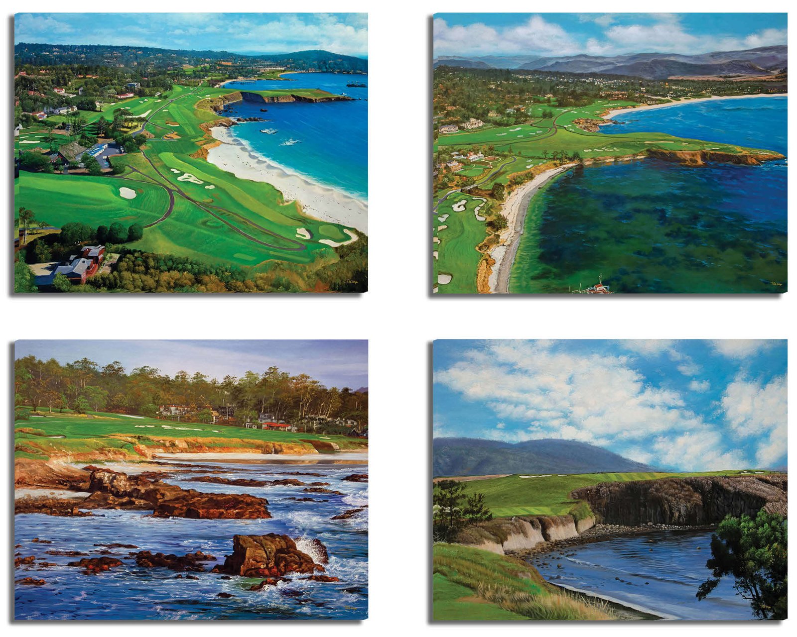 Pebble Beach Golf Links wall art art on wall wall decor Pebblebeach California Course PGA Golf Holes Aerial View ATT Pro Am canvas prints PblBch4RiOil4c