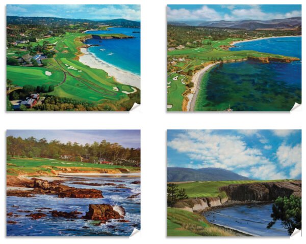 Pebble Beach Golf Links wall art art on wall wall decor Pebblebeach California Course PGA Golf Holes Aerial View ATT Pro Am canvas prints PblBch4RiOil4c 11
