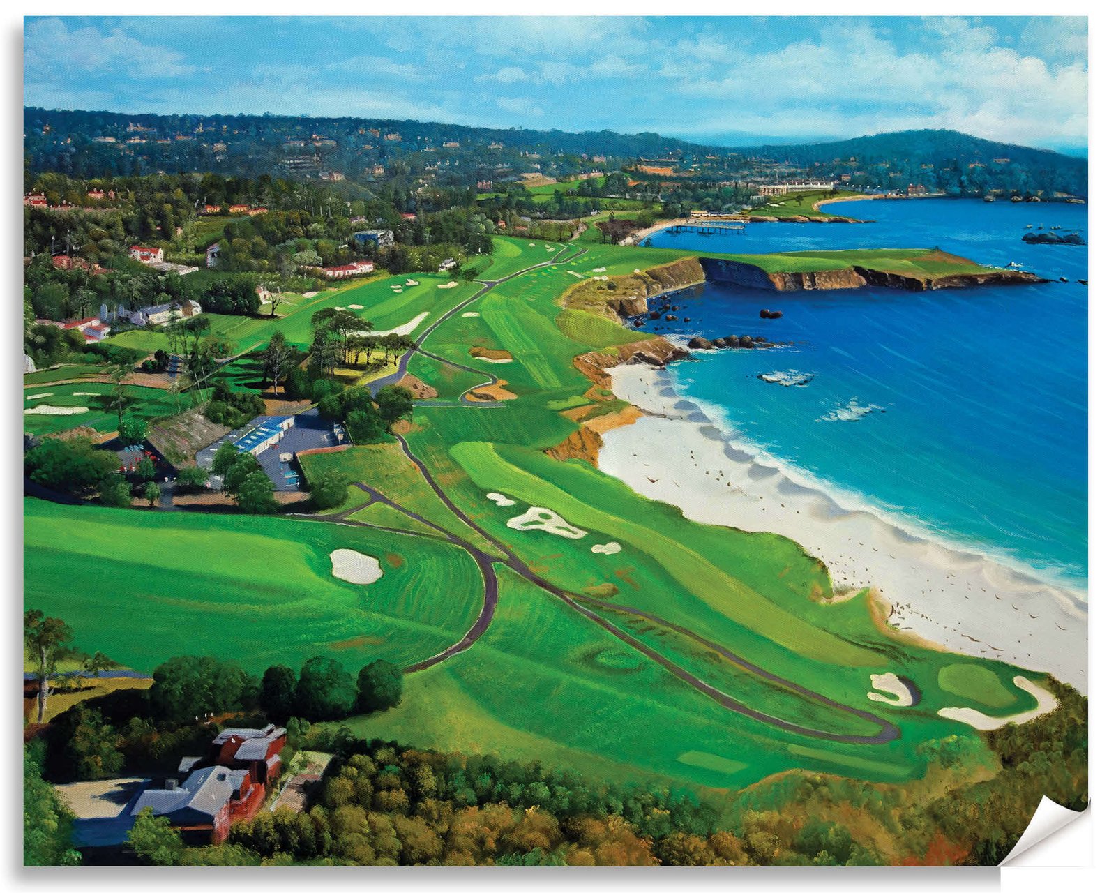 Pebble Beach Golf Links wall art art on wall wall decor Pebblebeach California Course PGA Golf Holes Aerial View ATT Pro Am canvas prints PblBch4RiOil4c 12