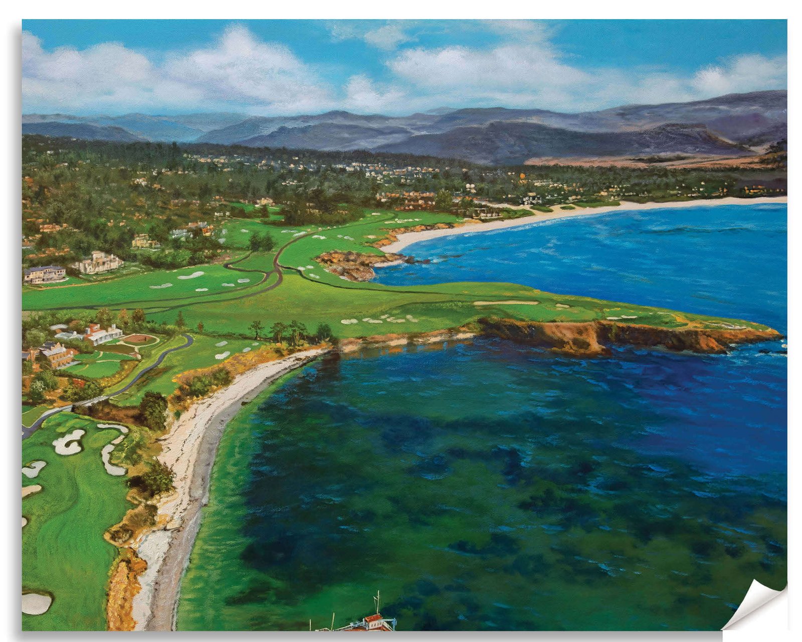 Pebble Beach Golf Links wall art art on wall wall decor Pebblebeach California Course PGA Golf Holes Aerial View ATT Pro Am canvas prints PblBch4RiOil4c 13