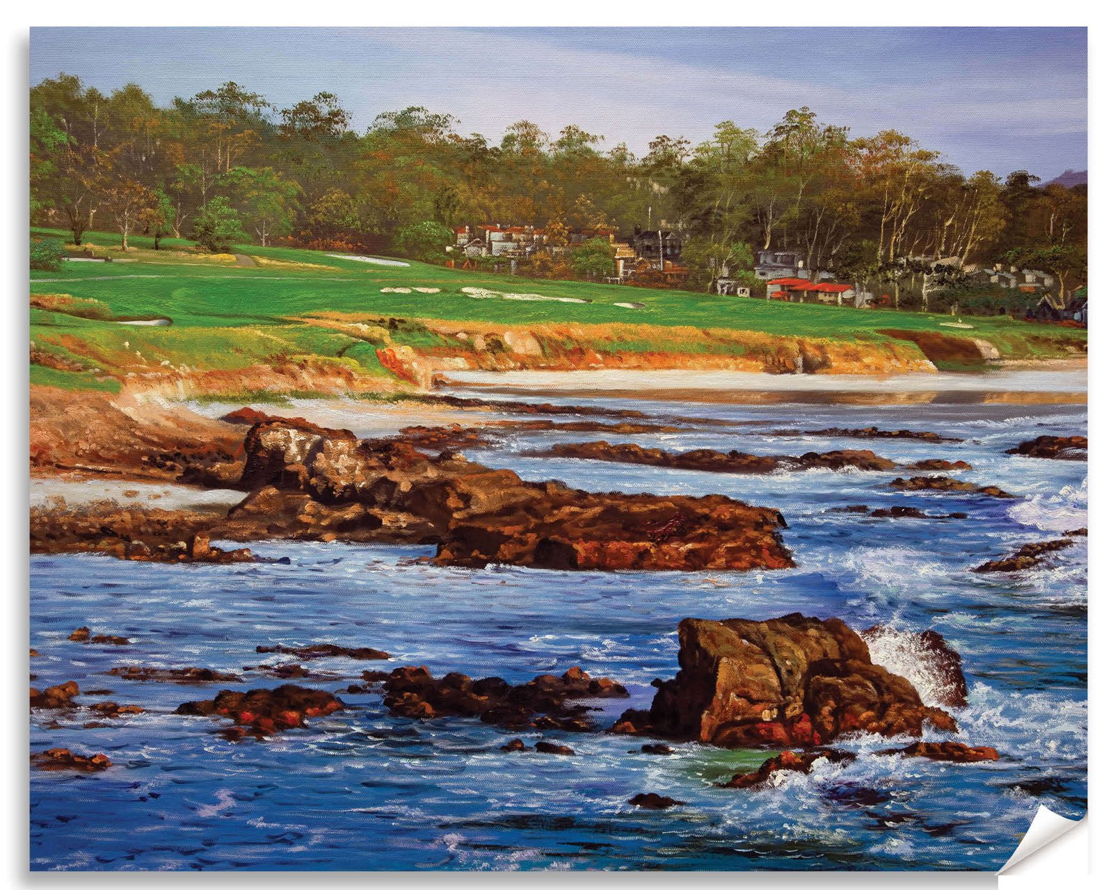 Pebble Beach Golf Links wall art art on wall wall decor Pebblebeach California Course PGA Golf Holes Aerial View ATT Pro Am canvas prints PblBch4RiOil4c 14