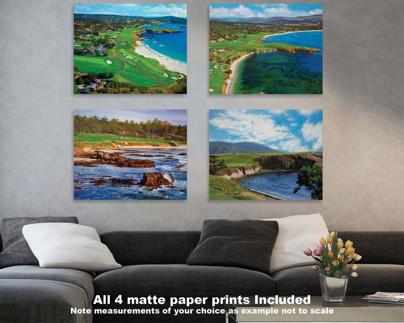 Pebble Beach Golf Links wall art art on wall wall decor Pebblebeach California Course PGA Golf Holes Aerial View ATT Pro Am canvas prints PblBch4RiOil4c 16