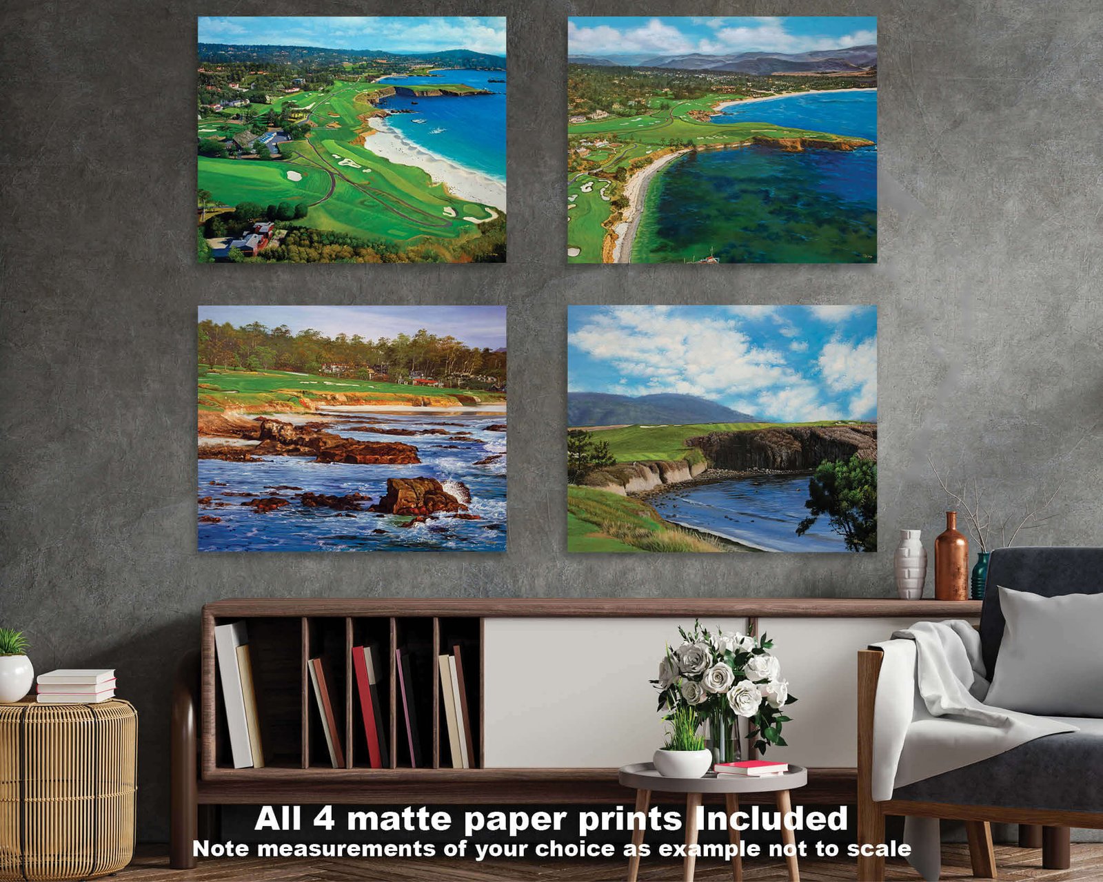 Pebble Beach Golf Links wall art art on wall wall decor Pebblebeach California Course PGA Golf Holes Aerial View ATT Pro Am canvas prints PblBch4RiOil4c 17