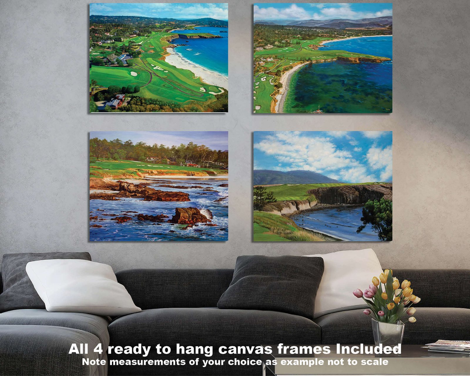 Pebble Beach Golf Links wall art art on wall wall decor Pebblebeach California Course PGA Golf Holes Aerial View ATT Pro Am canvas prints PblBch4RiOil4c 2
