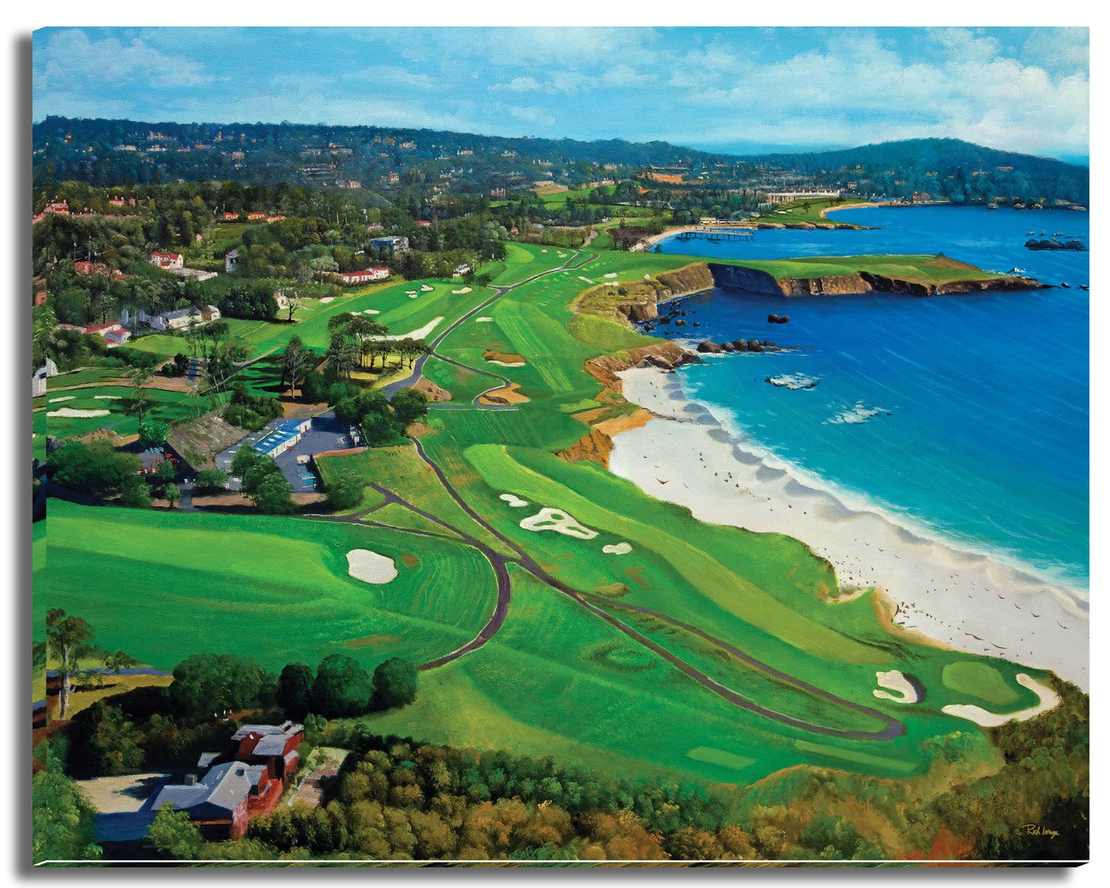 Pebble Beach Golf Links wall art art on wall wall decor Pebblebeach California Course PGA Golf Holes Aerial View ATT Pro Am canvas prints PblBch4RiOil4c 5