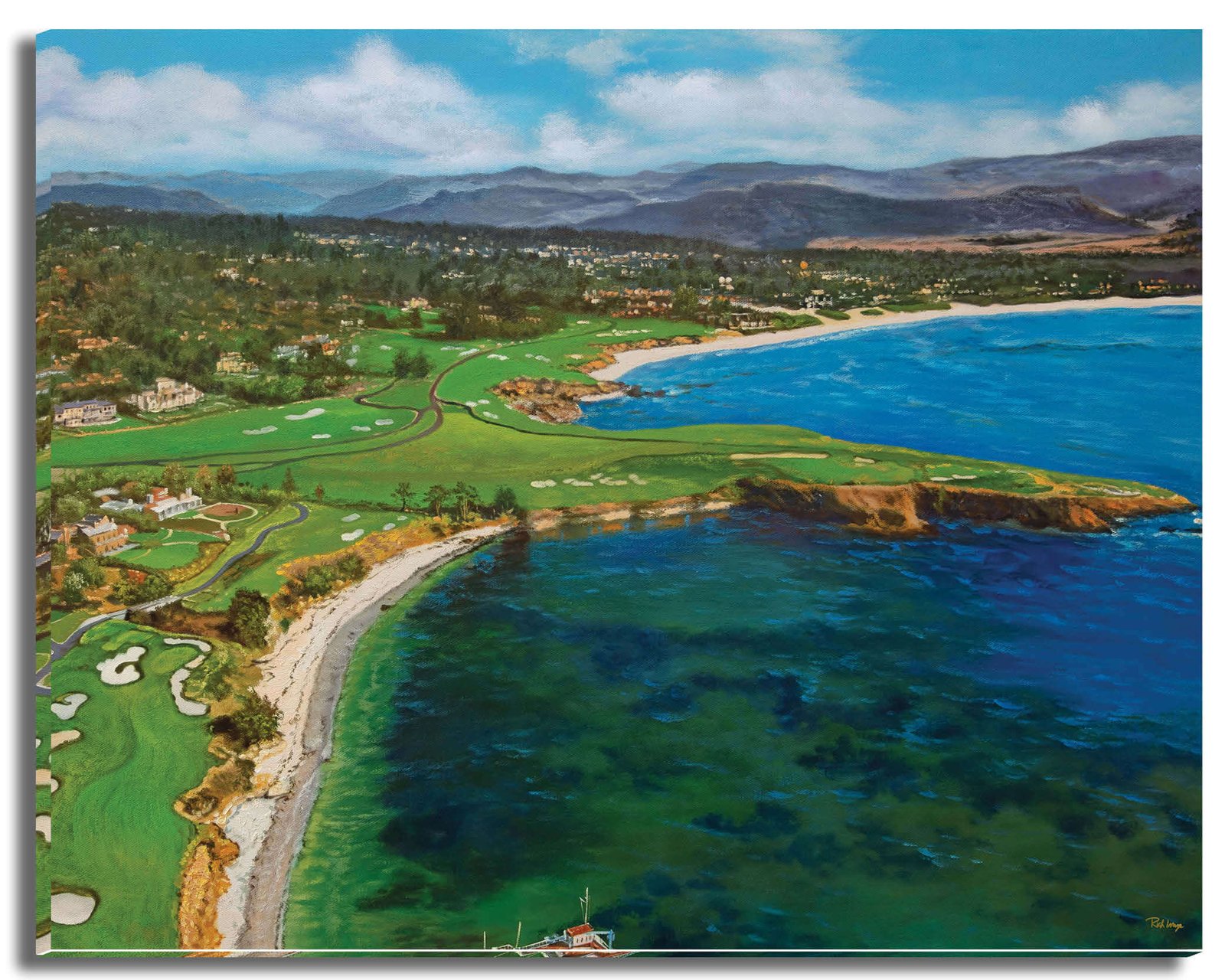 Pebble Beach Golf Links wall art art on wall wall decor Pebblebeach California Course PGA Golf Holes Aerial View ATT Pro Am canvas prints PblBch4RiOil4c 6