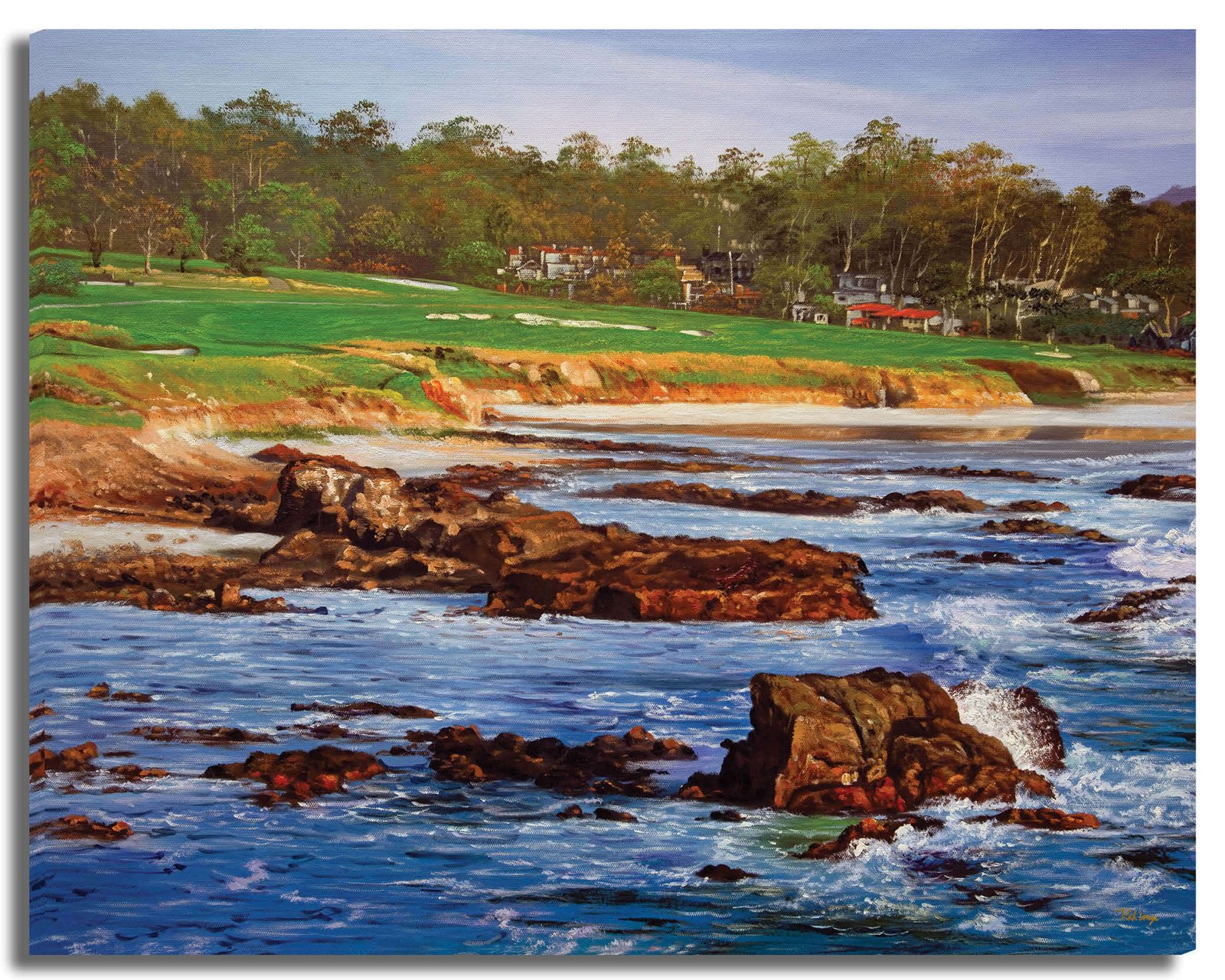 Pebble Beach Golf Links wall art art on wall wall decor Pebblebeach California Course PGA Golf Holes Aerial View ATT Pro Am canvas prints PblBch4RiOil4c 7
