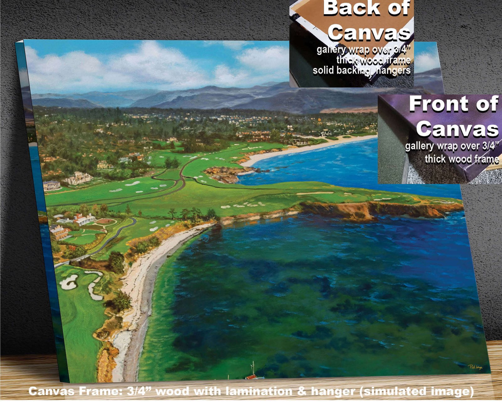 Pebble Beach Golf Links wall art art on wall wall decor Pebblebeach California Course PGA Golf Holes Aerial View ATT Pro Am canvas prints PblBch4RiOil4c 9