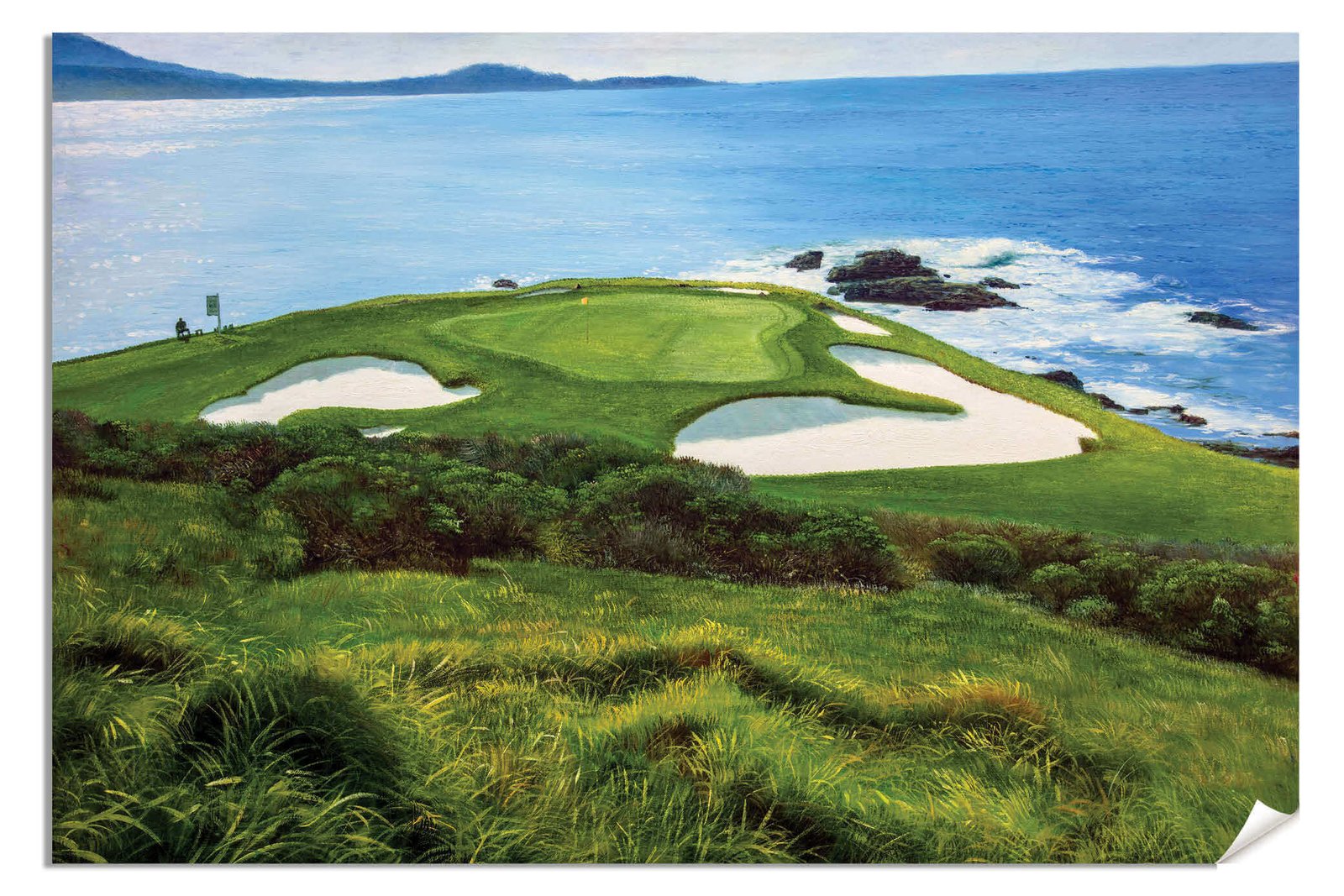 Pebble Beach Golf Links wall art art on wall wall decor Pebblebeach Pro Am Hole 7 PGA California Course canvas prints PblBch07RiOil01