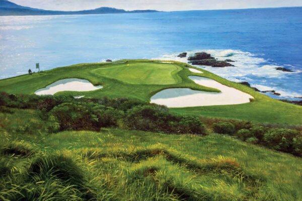 Pebble Beach Golf Links wall art art on wall wall decor Pebblebeach Pro Am Hole 7 PGA California Course canvas prints PblBch07RiOil01 1