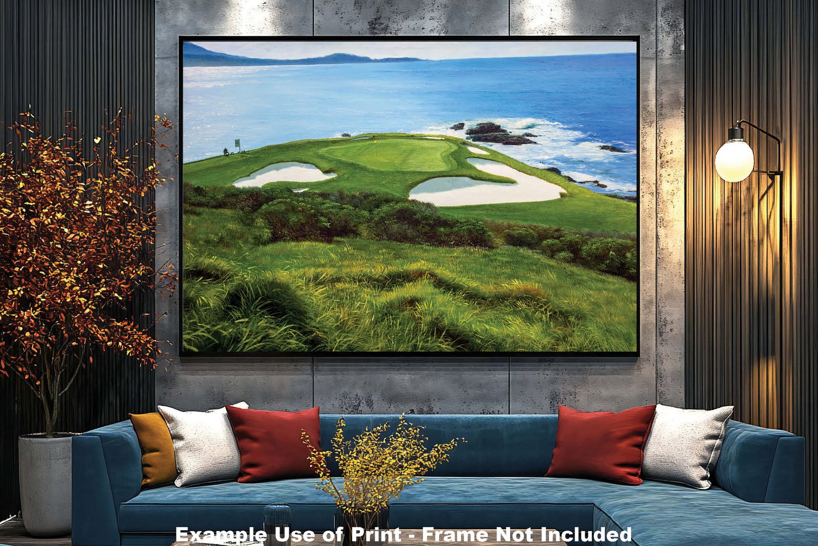 Pebble Beach Golf Links wall art art on wall wall decor Pebblebeach Pro Am Hole 7 PGA California Course canvas prints PblBch07RiOil01 11