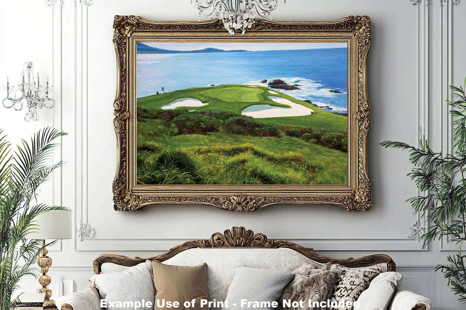 Pebble Beach Golf Links wall art art on wall wall decor Pebblebeach Pro Am Hole 7 PGA California Course canvas prints PblBch07RiOil01 12