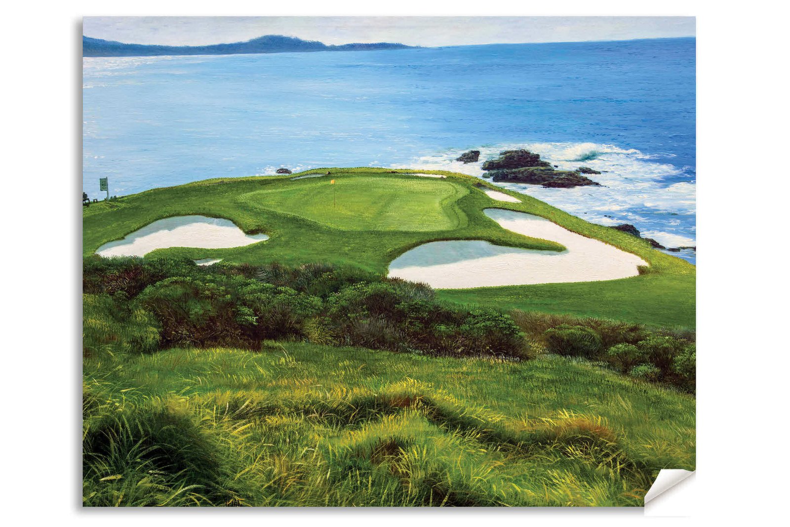 Pebble Beach Golf Links wall art art on wall wall decor Pebblebeach Pro Am Hole 7 PGA California Course canvas prints PblBch07RiOil01 13