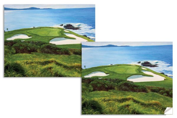 Pebble Beach Golf Links wall art art on wall wall decor Pebblebeach Pro Am Hole 7 PGA California Course canvas prints PblBch07RiOil01 14