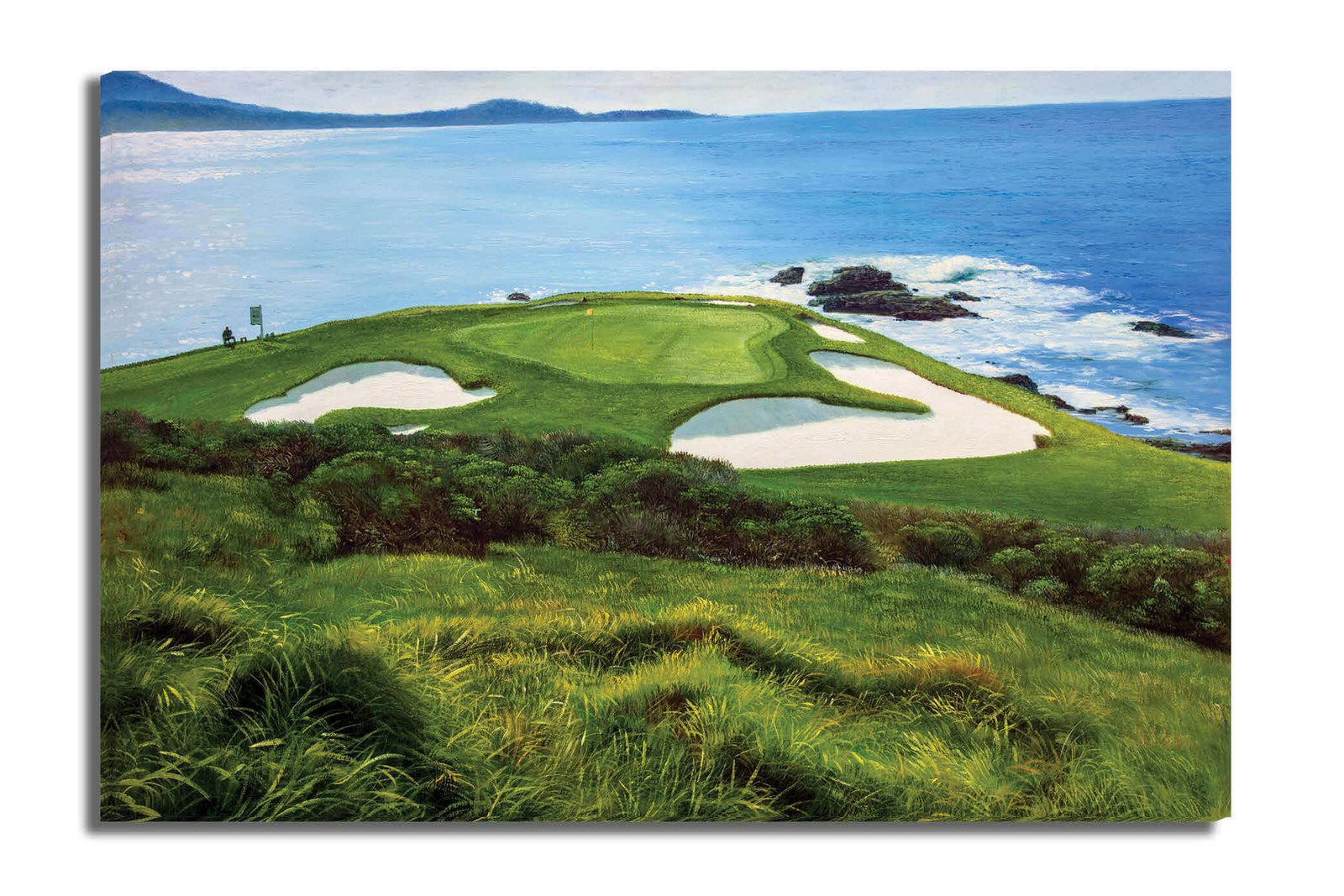 Pebble Beach Golf Links wall art art on wall wall decor Pebblebeach Pro Am Hole 7 PGA California Course canvas prints PblBch07RiOil01 15
