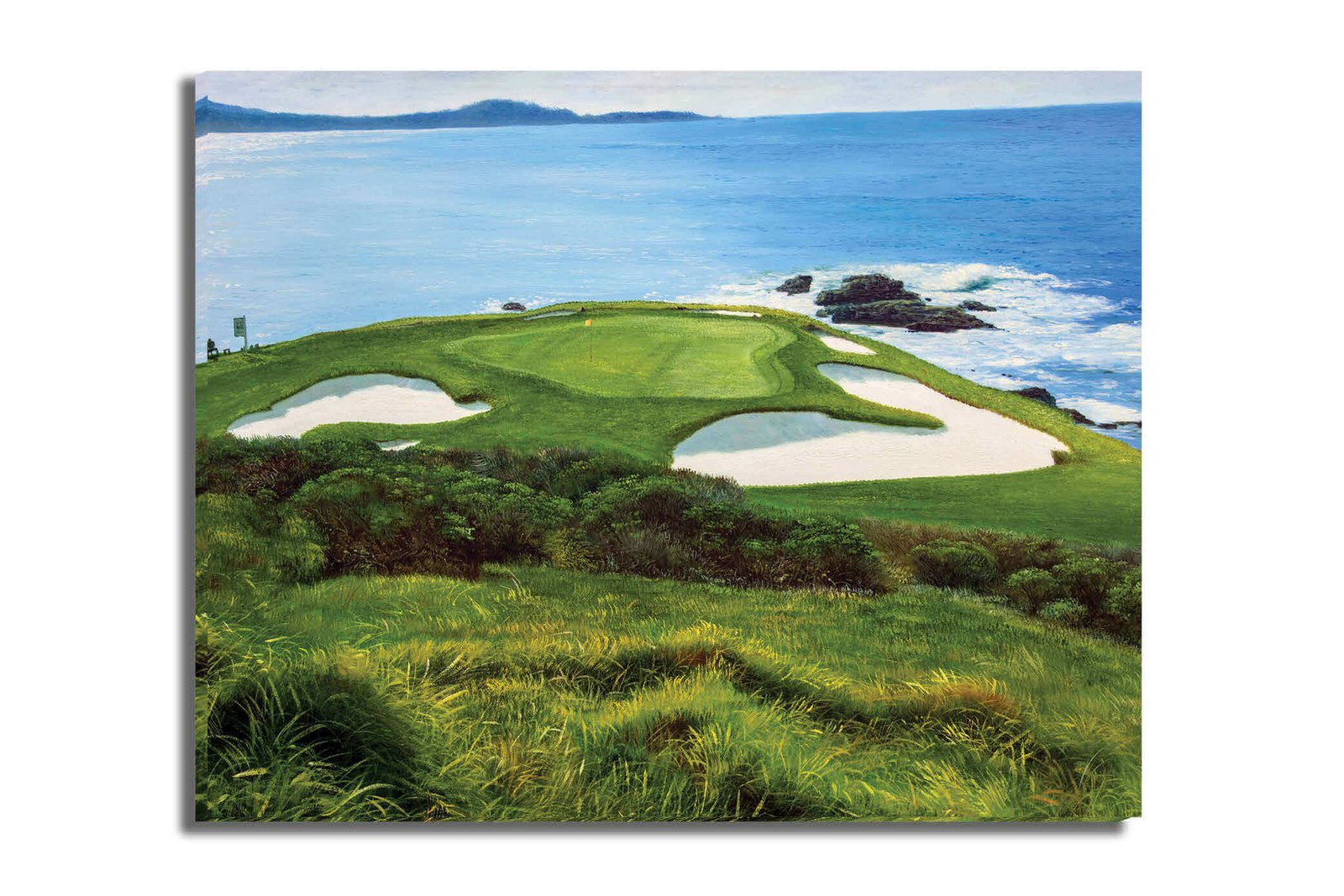 Pebble Beach Golf Links wall art art on wall wall decor Pebblebeach Pro Am Hole 7 PGA California Course canvas prints PblBch07RiOil01 16