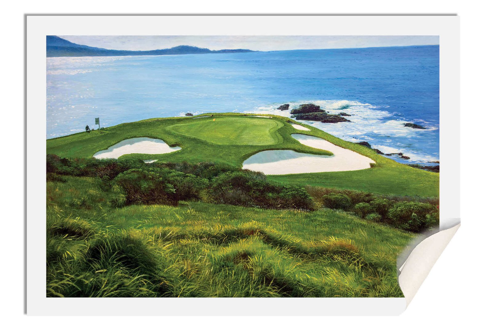 Pebble Beach Golf Links wall art art on wall wall decor Pebblebeach Pro Am Hole 7 PGA California Course canvas prints PblBch07RiOil01 17