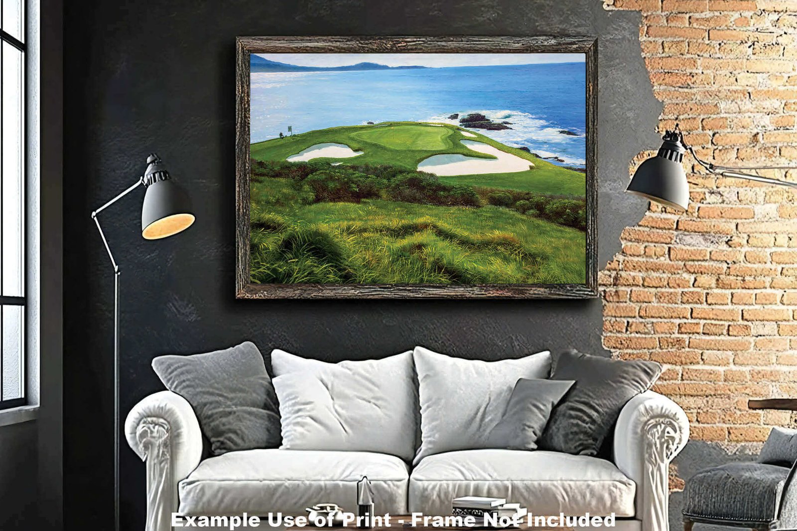 Pebble Beach Golf Links wall art art on wall wall decor Pebblebeach Pro Am Hole 7 PGA California Course canvas prints PblBch07RiOil01 18