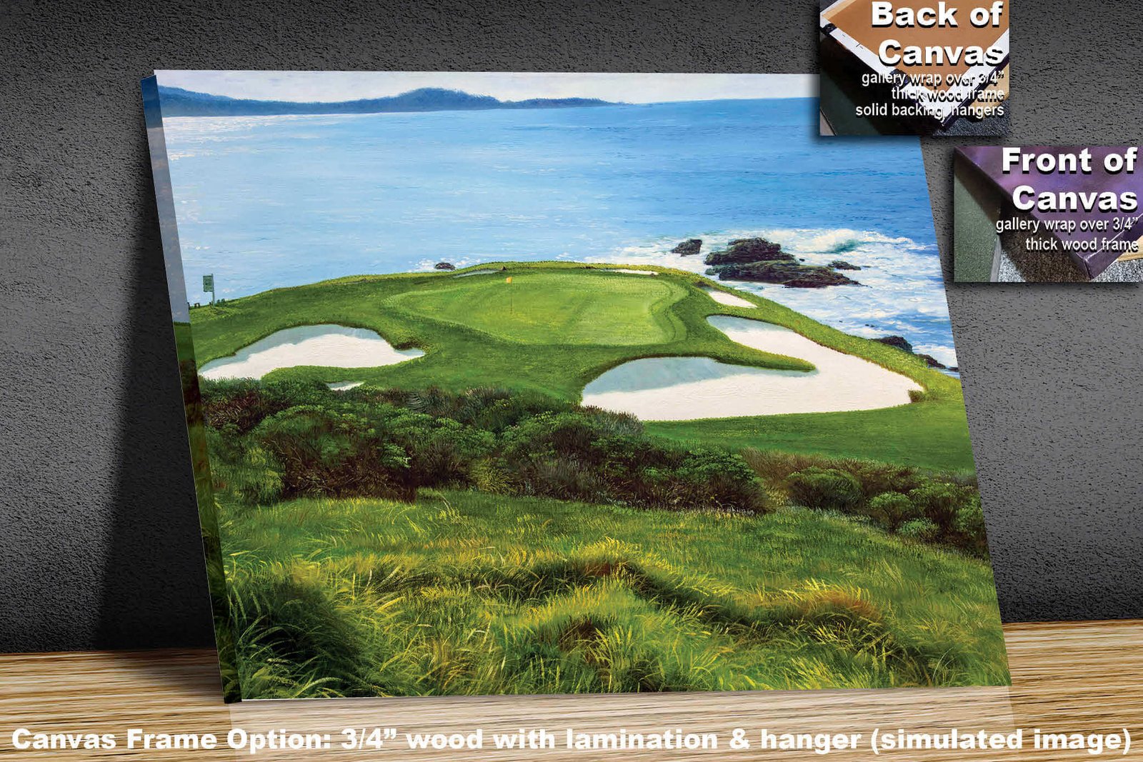 Pebble Beach Golf Links wall art art on wall wall decor Pebblebeach Pro Am Hole 7 PGA California Course canvas prints PblBch07RiOil01 2
