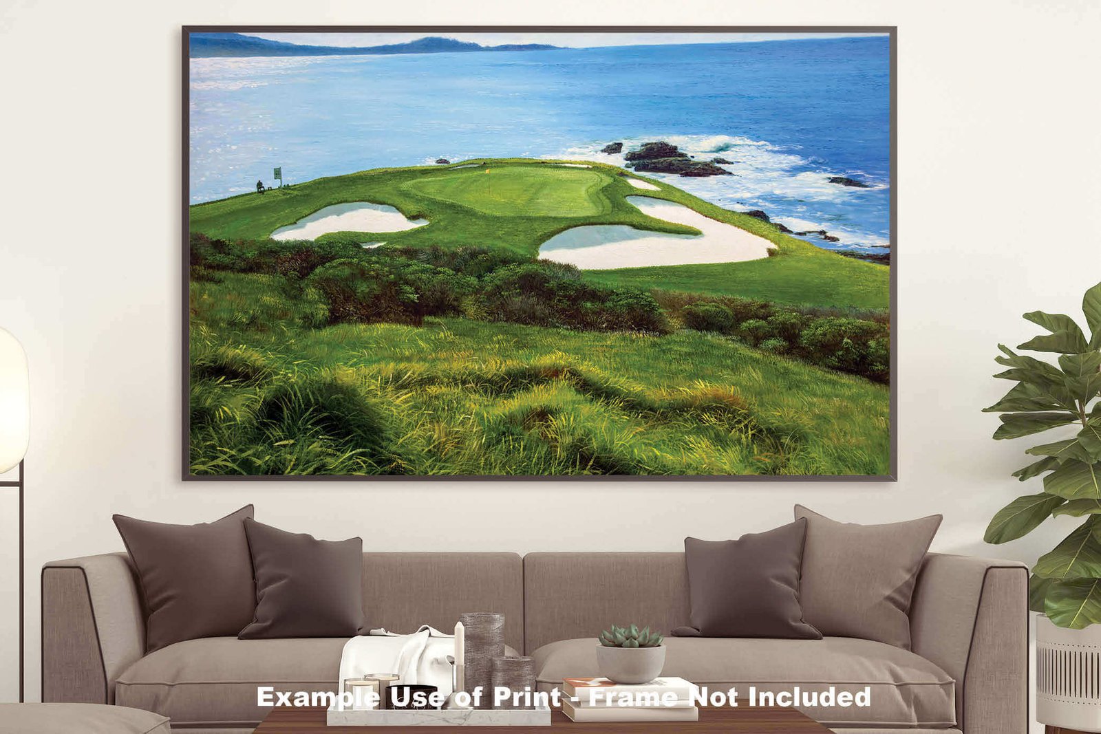 Pebble Beach Golf Links wall art art on wall wall decor Pebblebeach Pro Am Hole 7 PGA California Course canvas prints PblBch07RiOil01 21