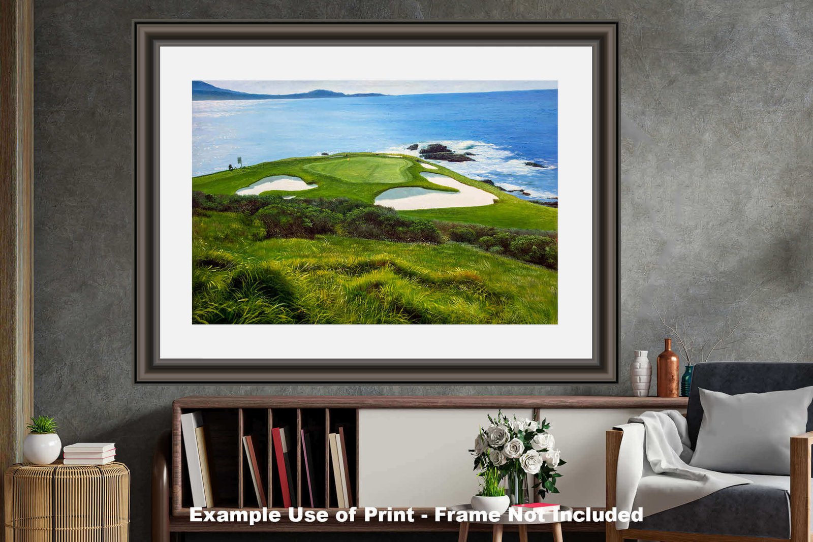 Pebble Beach Golf Links wall art art on wall wall decor Pebblebeach Pro Am Hole 7 PGA California Course canvas prints PblBch07RiOil01 27