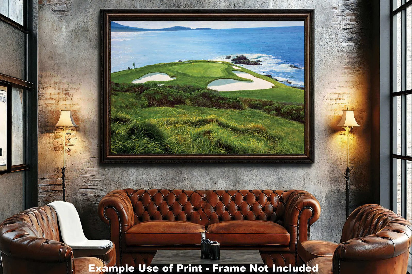 Pebble Beach Golf Links wall art art on wall wall decor Pebblebeach Pro Am Hole 7 PGA California Course canvas prints PblBch07RiOil01 5