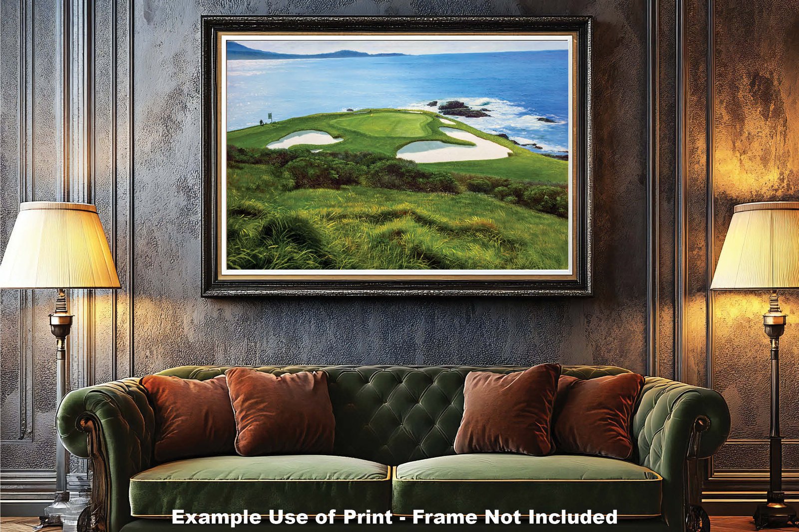 Pebble Beach Golf Links wall art art on wall wall decor Pebblebeach Pro Am Hole 7 PGA California Course canvas prints PblBch07RiOil01 6