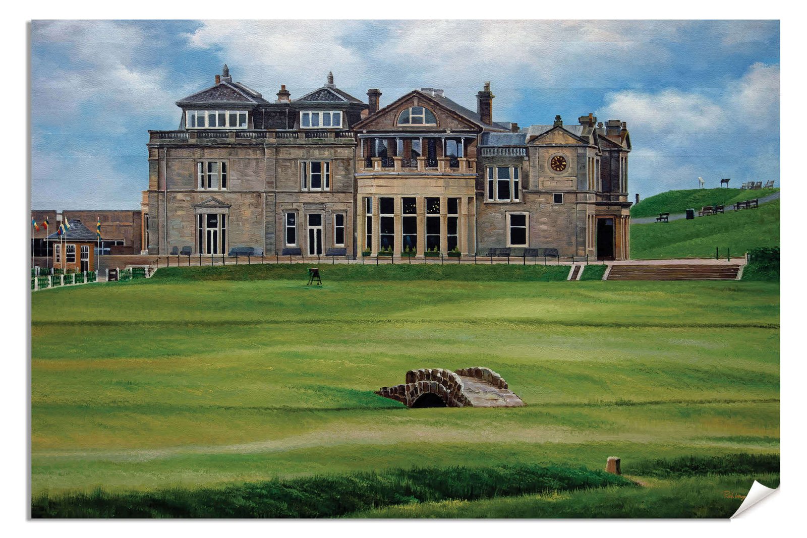 Royal and Ancient Golf Club Swilcan Bridge St Andrews Links Swilken Bridge Course Hole The Open Oil Painting Wall Art Print StAndrws18RiOil30
