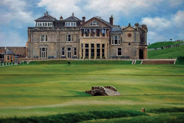 Royal and Ancient Golf Club Swilcan Bridge St Andrews Links Swilken Bridge Course Hole The Open Oil Painting Wall Art Print StAndrws18RiOil30 1