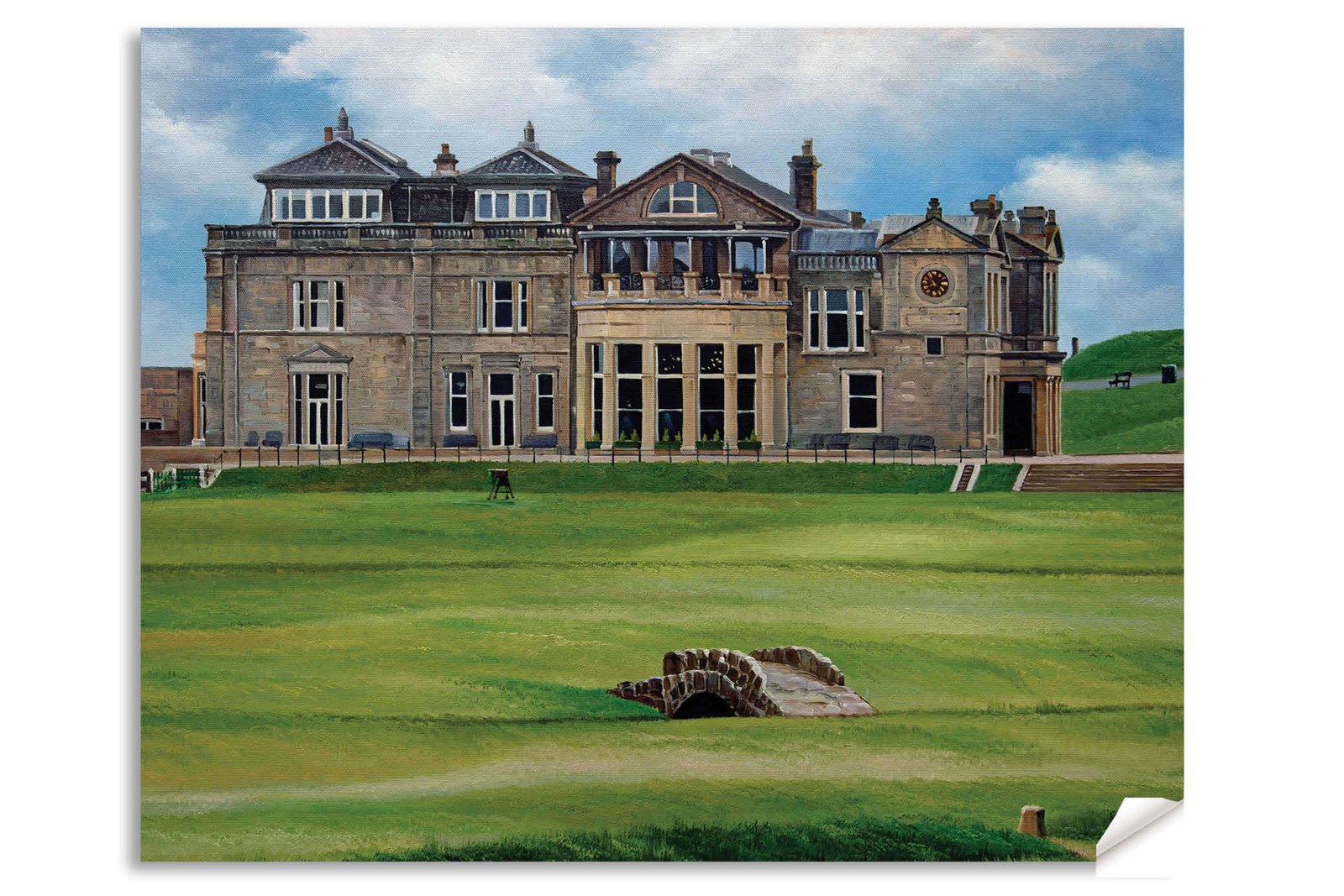 Royal and Ancient Golf Club Swilcan Bridge St Andrews Links Swilken Bridge Course Hole The Open Oil Painting Wall Art Print StAndrws18RiOil30 13