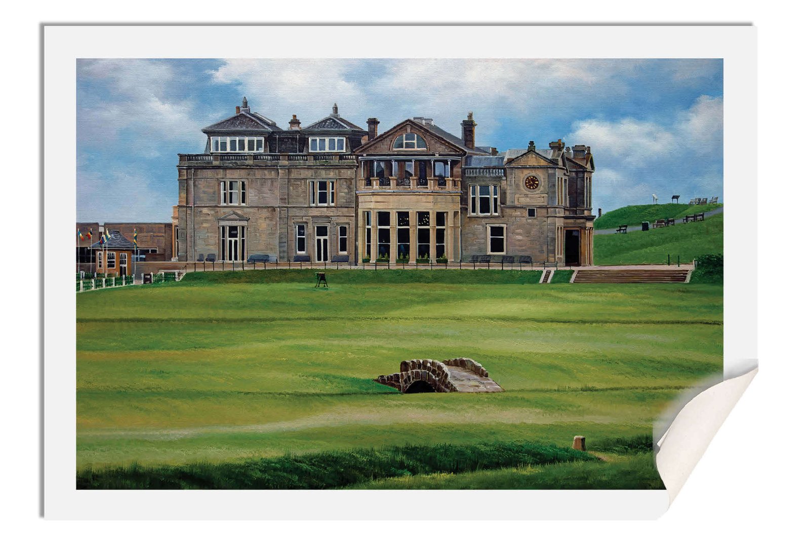 Royal and Ancient Golf Club Swilcan Bridge St Andrews Links Swilken Bridge Course Hole The Open Oil Painting Wall Art Print StAndrws18RiOil30 17