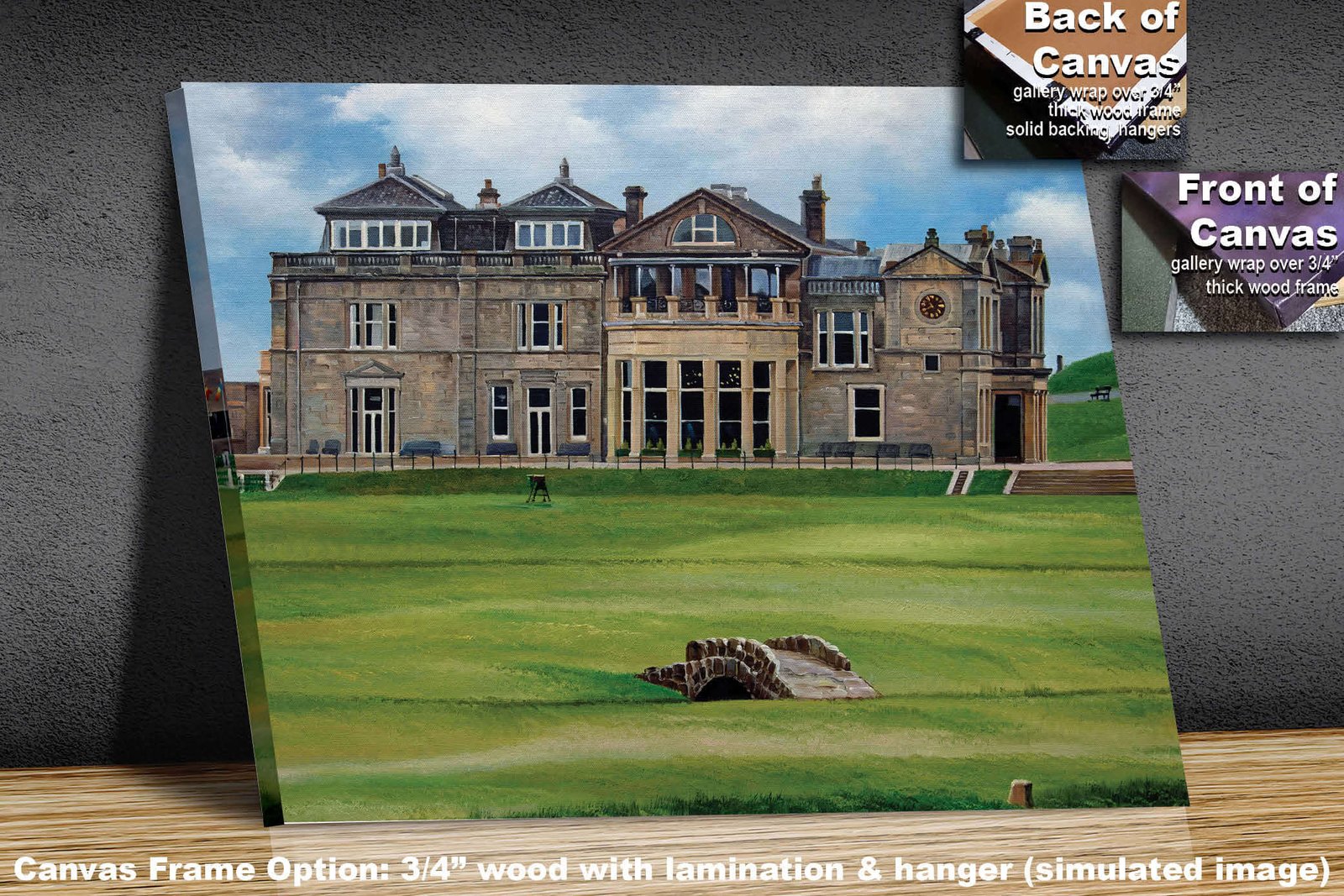 Royal and Ancient Golf Club Swilcan Bridge St Andrews Links Swilken Bridge Course Hole The Open Oil Painting Wall Art Print StAndrws18RiOil30 2