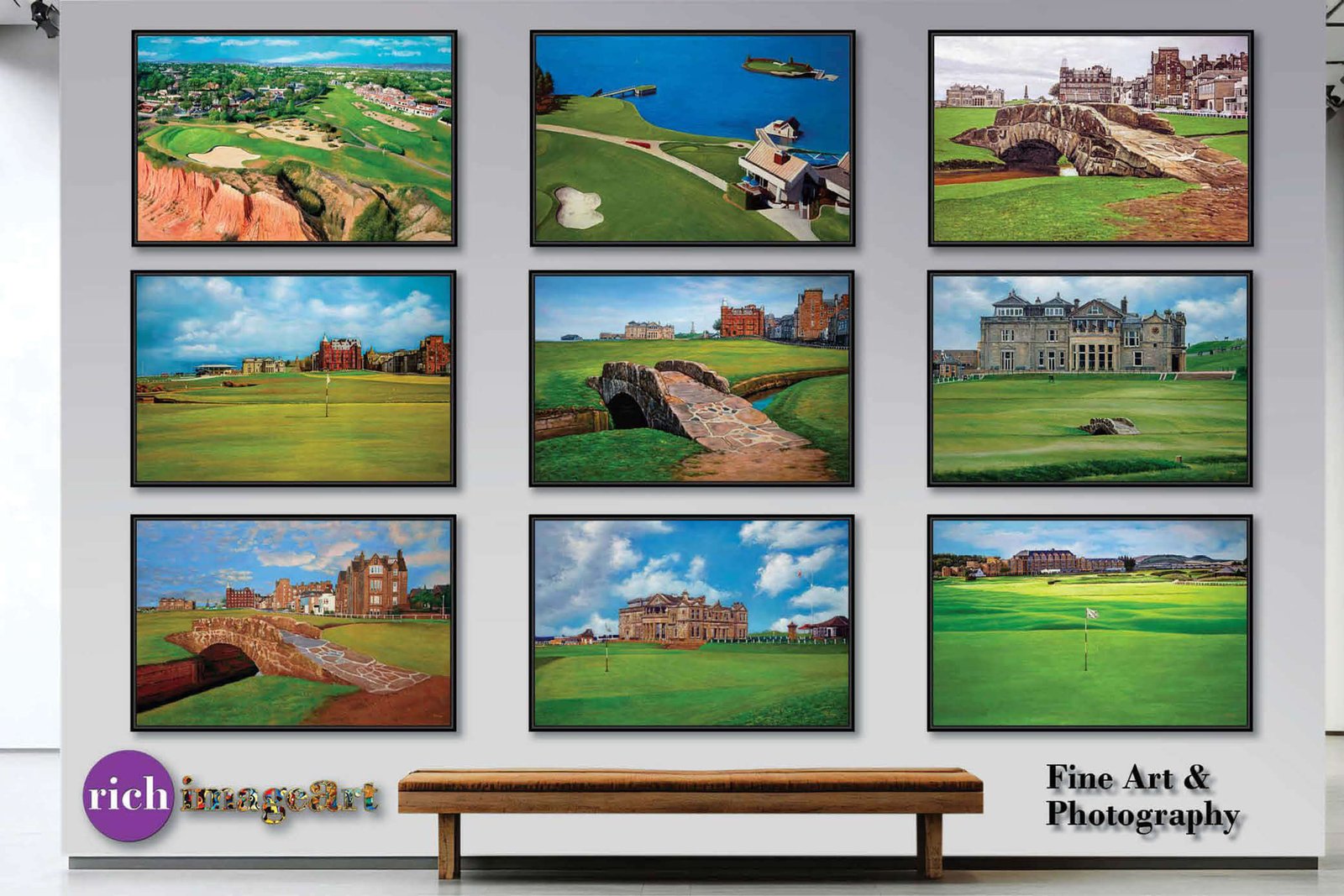 Royal and Ancient Golf Club Swilcan Bridge St Andrews Links Swilken Bridge Course Hole The Open Oil Painting Wall Art Print StAndrws18RiOil30 22