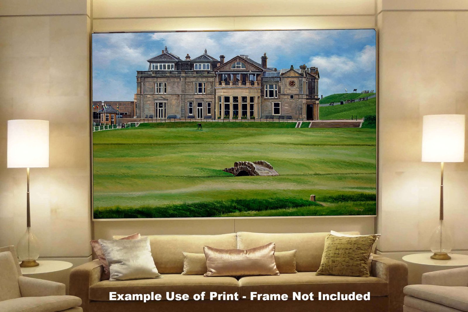 Royal and Ancient Golf Club Swilcan Bridge St Andrews Links Swilken Bridge Course Hole The Open Oil Painting Wall Art Print StAndrws18RiOil30 8