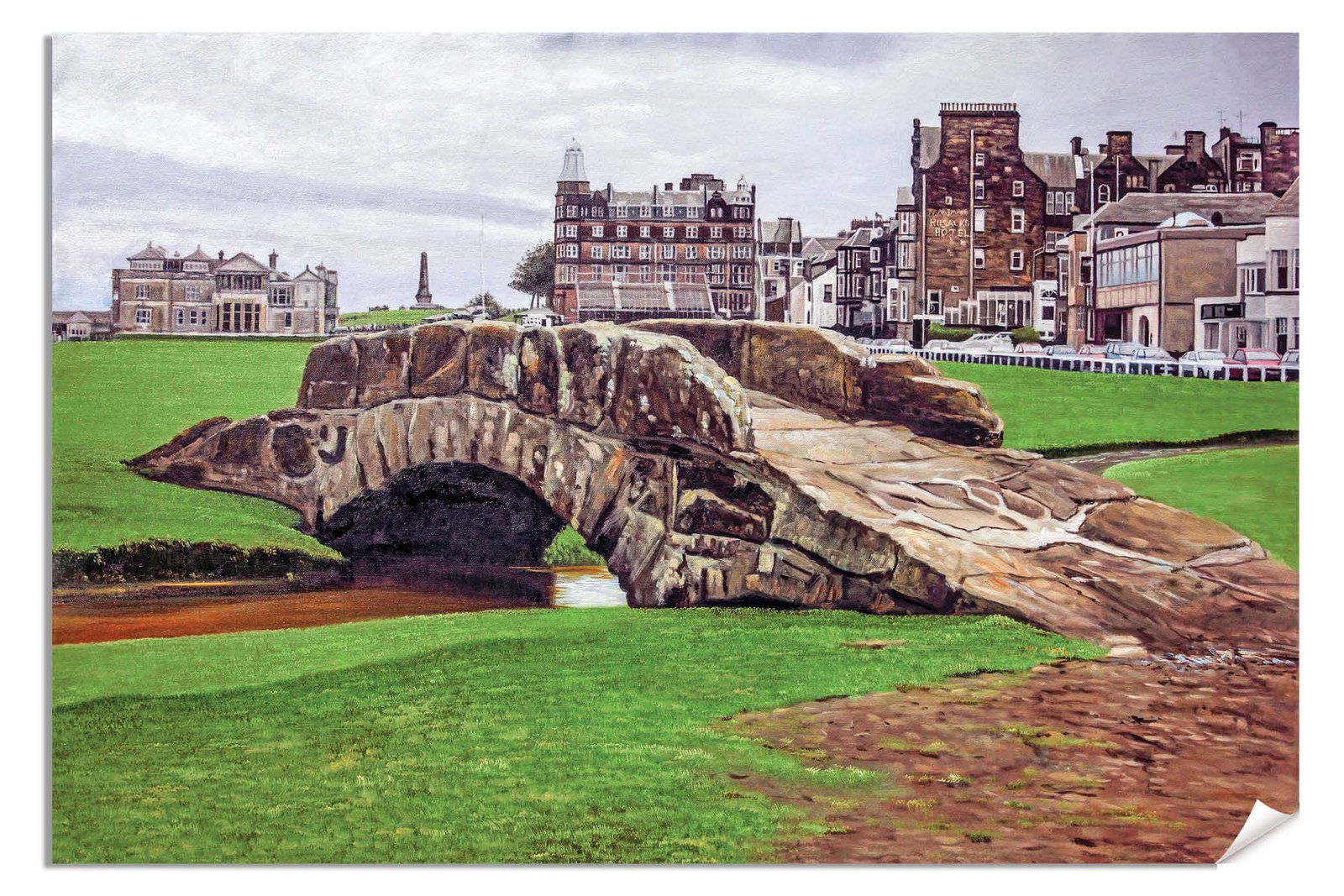 St Andrews Links poster painting print pic Course Swilken Golf Club PGA Golf Swilcan Bridge artwork StAndrws18RiOil10 RichimageArt.com