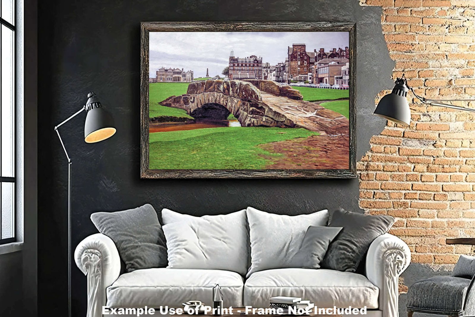 St Andrews Links poster painting print pic Course Swilken Golf Club PGA Golf Swilcan Bridge artwork StAndrws18RiOil10 RichimageArt.com 18
