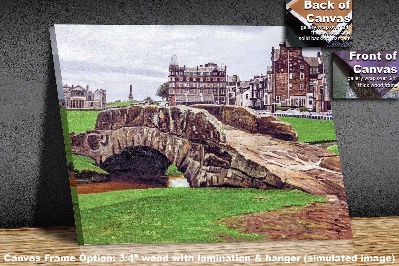 St Andrews Links poster painting print pic Course Swilken Golf Club PGA Golf Swilcan Bridge artwork StAndrws18RiOil10 RichimageArt.com 2