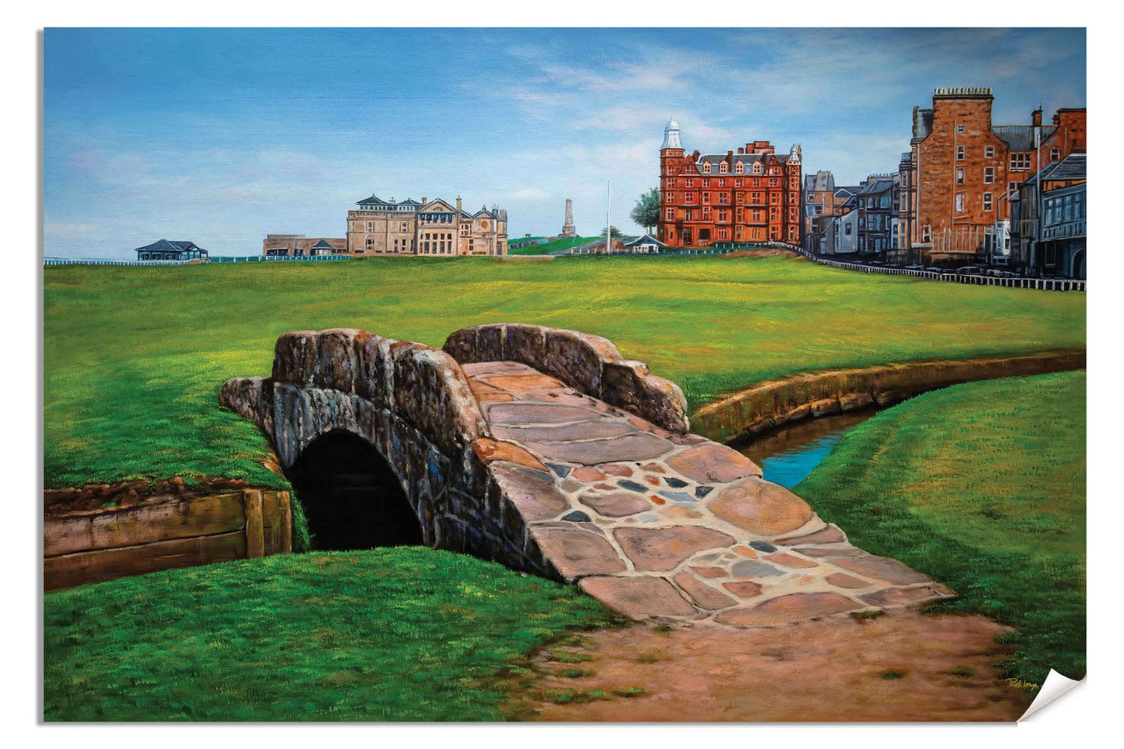 Swilcan Bridge St Andrews Links The Old Course Royal and Ancient Golf Club Swilken Bridge Course Hole The Open Oil Painting Wall Art Print StAndrws18RiOil20