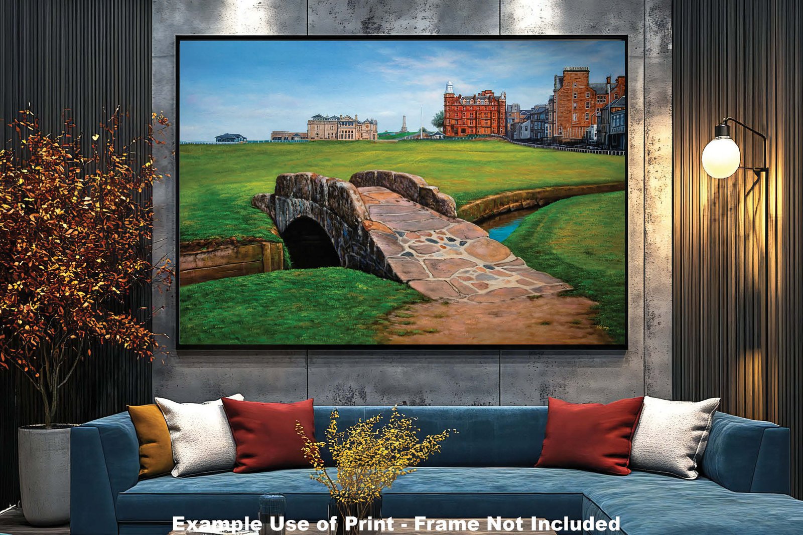 Swilcan Bridge St Andrews Links The Old Course Royal and Ancient Golf Club Swilken Bridge Course Hole The Open Oil Painting Wall Art Print StAndrws18RiOil20 11