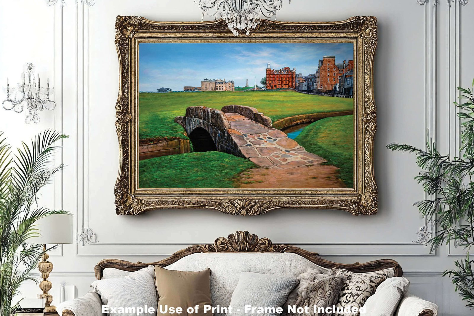 Swilcan Bridge St Andrews Links The Old Course Royal and Ancient Golf Club Swilken Bridge Course Hole The Open Oil Painting Wall Art Print StAndrws18RiOil20 12